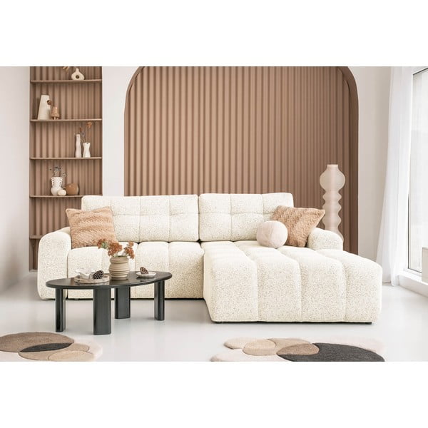 Krémová rozkladacia modulárna rohová pohovka s úložným priestorom (pravý roh) Lulu – Miuform-image-1