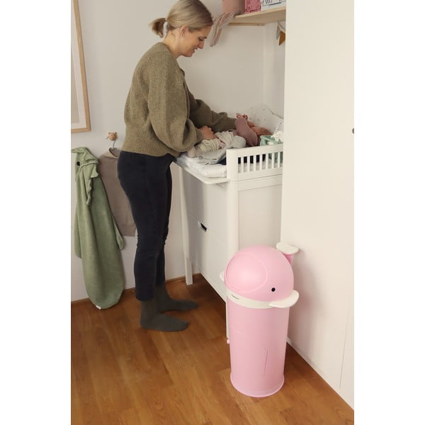 Ružový plastový odpadkový kôš na plienky 25 l Whale – Kindsgut-image-3