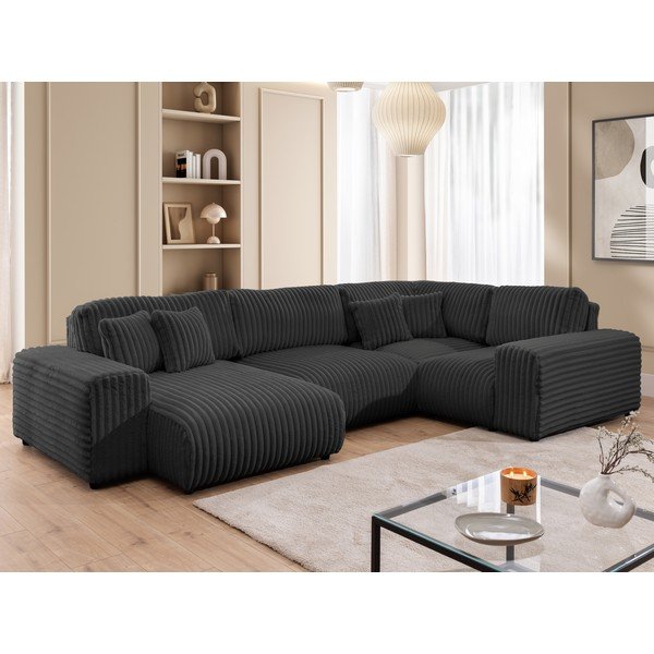 Tmavosivá menčestrová rohová pohovka (pravý roh/do tvaru "U") Justin – Ropez-image-4