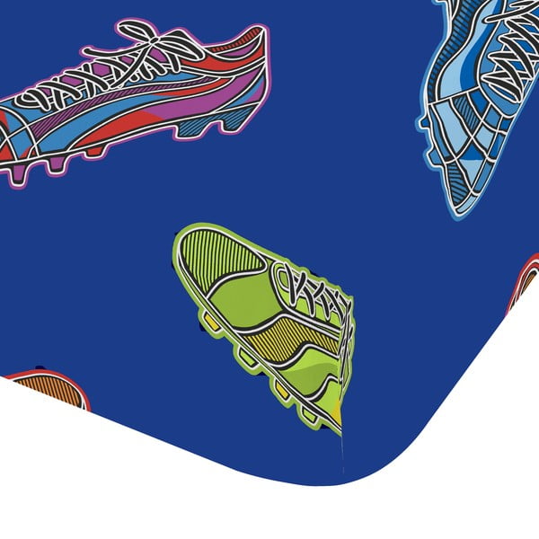 Modrá napínacia detská plachta na jednolôžko 90x190 cm Bright Football – Catherine Lansfield