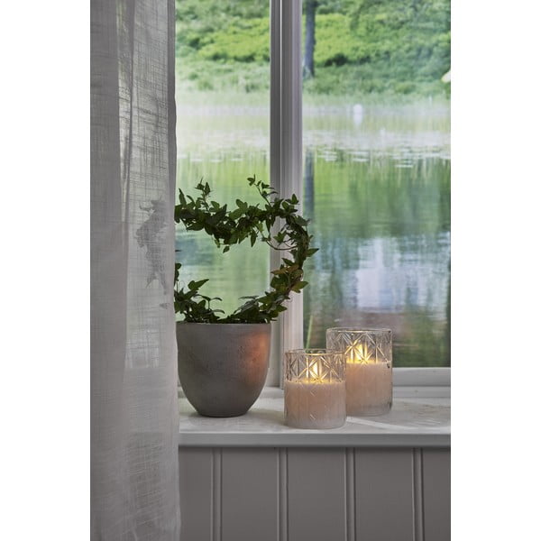 Biela LED vosková sviečka v skle Star Trading Flamme Romb, výška 10 cm-image-4