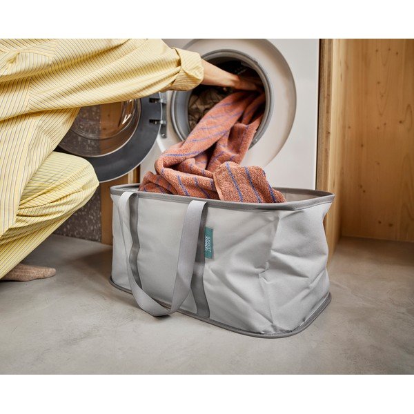Sivý látkový skladací kôš na bielizeň 35 l Duo – Joseph Joseph-image-1