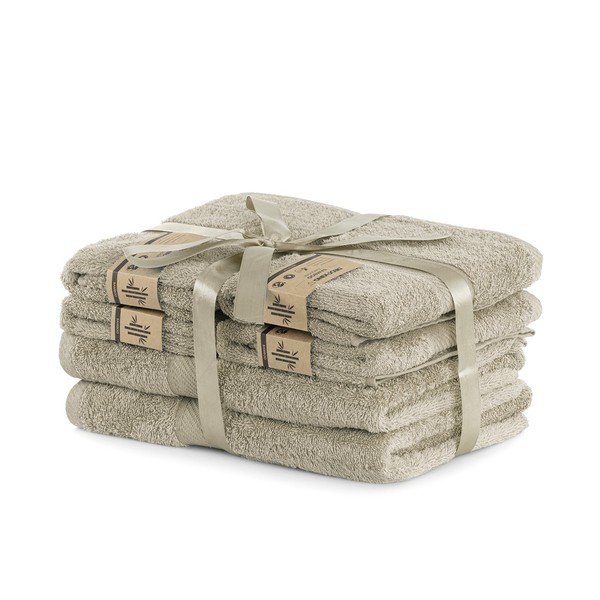 Set 2 béžových osušiek a 4 uterákov DecoKing Bamby-image-1