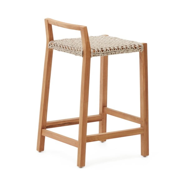 Drevená záhradná barová stolička v prírodnej farbe Giverola – Kave Home-image-3