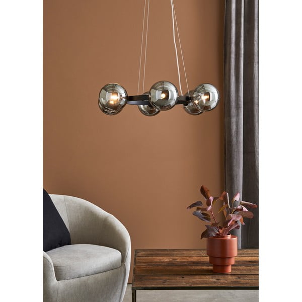 Závesné svietidlo s čiernou konštrukciou Markslöjd Circle 6L-image-2