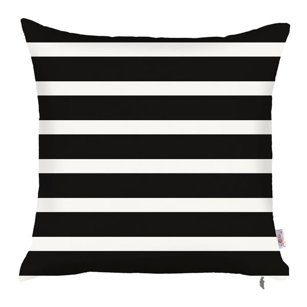 Čierno-biela obliečka na vankúš Apolena Pinky Stripes, 43 × 43 cm