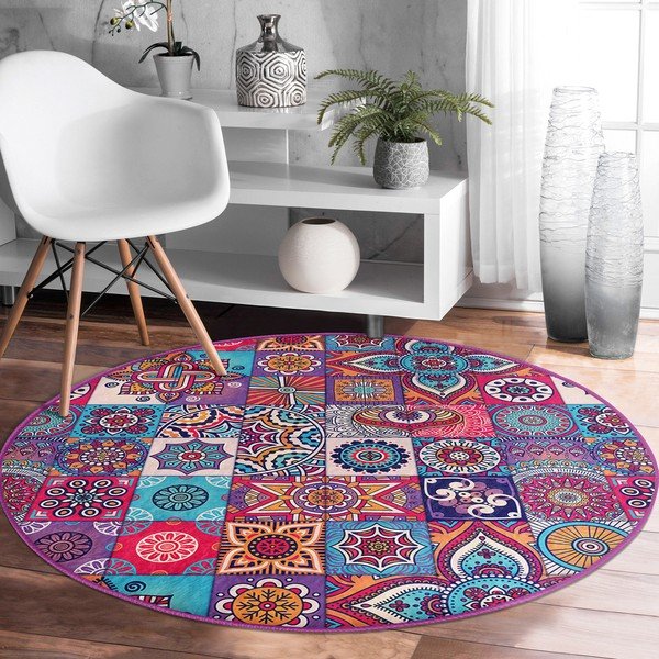 Prateľný okrúhly koberec vhodný pre robotické vysávače ø 100 cm Comfort – Mila Home-image-3
