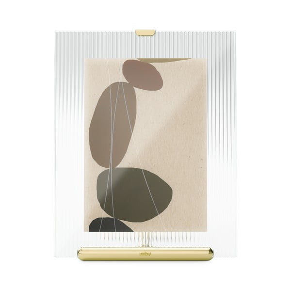Sklenený stojací rámček v zlatej farbe 19x23 cm Flute – Umbra