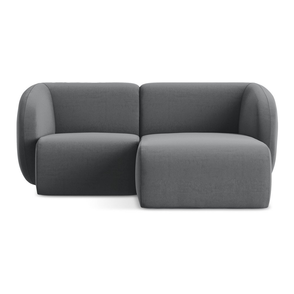 Sivá zamatová rohová pohovka (pravý roh/s leňoškou) Lani – Makamii