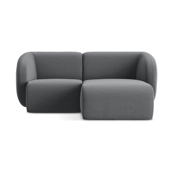 Sivá zamatová rohová pohovka (pravý roh/s leňoškou) Lani – Makamii