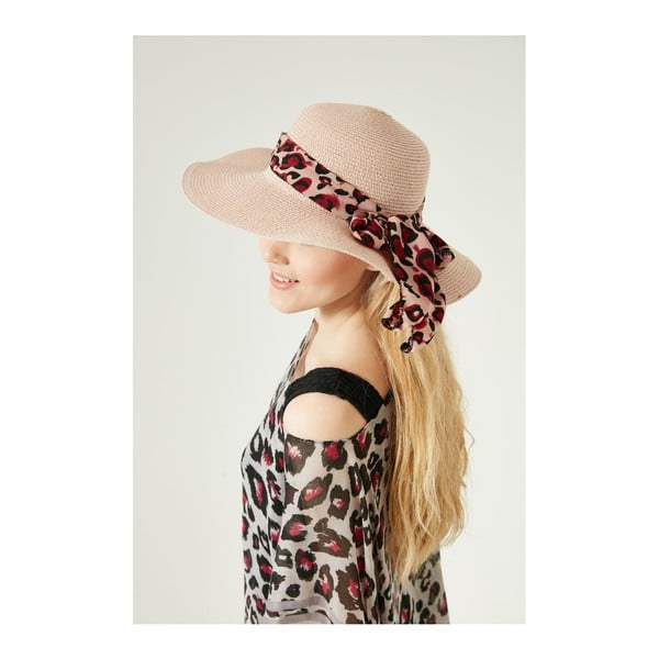 Ružový dámsky slamený klobouk se stuhou Alexander McKensey Leopard