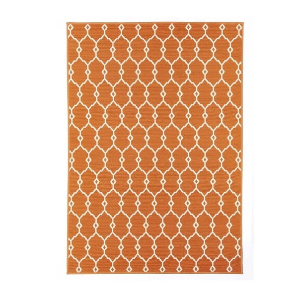 Oranžový vonkajší koberec Floorita Trellis, 133 × 190 cm
