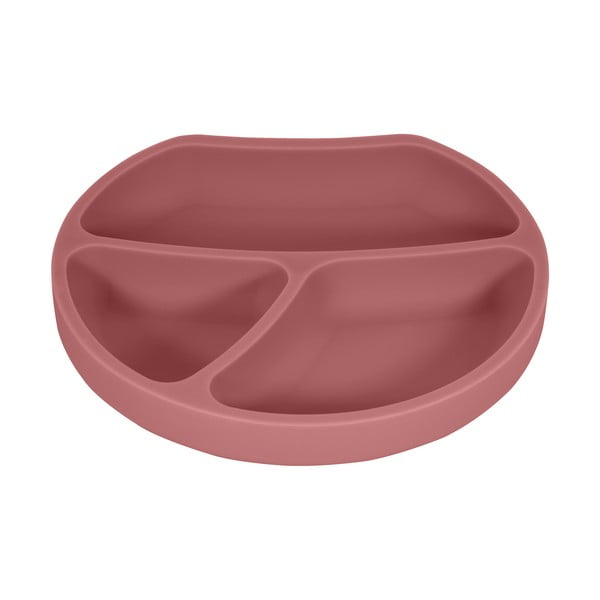 Silikónový detský tanier v tehlovej farbe 19x20,5 cm Dusky Pink – Kindsgut-image-3