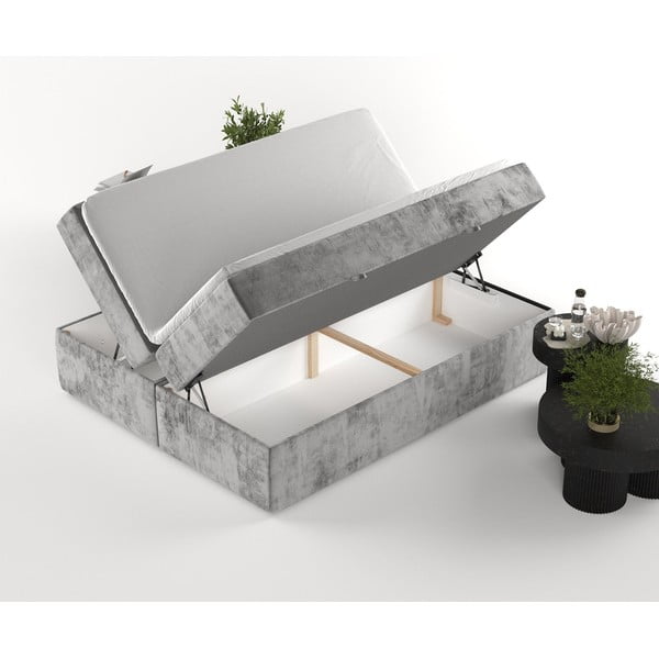 Sivá boxspring posteľ s úložným priestorom 160x200 cm Yoko – Maison de Rêve-image-4