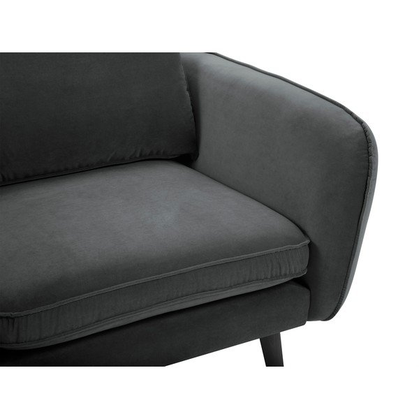 Tmavosivé zamatové kreslo s čiernymi nohami Kooko Home Lento-image-4