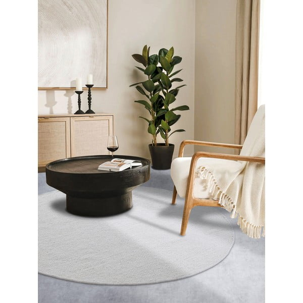 Biely ručne tkaný vlnený okrúhly koberec ø 200 cm Francois – Villeroy&Boch-image-1