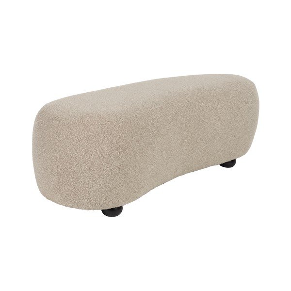 Béžová polstrovaná lavica z textílie buklé Noxx – White Label-image-2