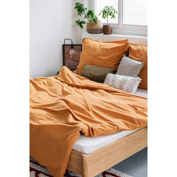 Terakotovooranžové obliečky na dvojlôžko zo stonewashed bavlny Bonami Selection, 200 x 200 cm-image-3