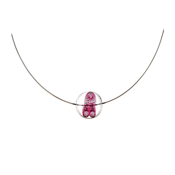 Ružový sklenený náhrdelník ko–ra–le Curly