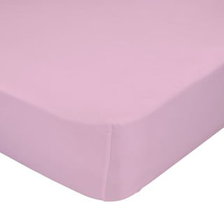 Ružová elastická plachta z čistej bavlny Happy Friday Basic, 90 x 200 cm