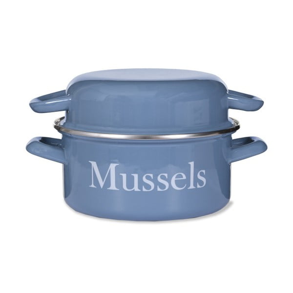 Modrý smaltovaný hrniec na mušle Garden Trading Mussel, 2,6 l