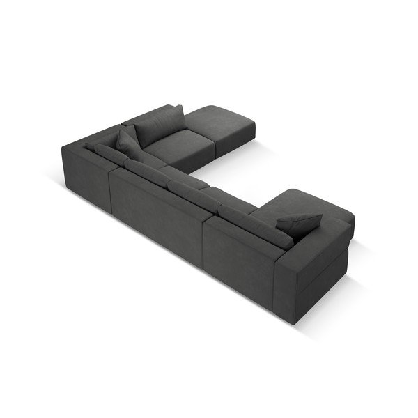 Tmavosivá rohová pohovka do "U", pravý roh Esther - Milo Casa-image-3