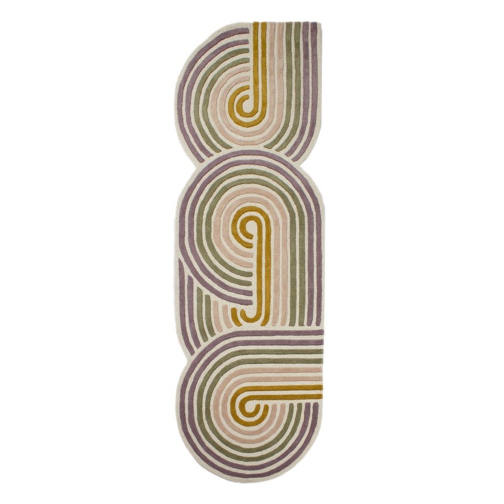 E-shop Zelený ručne tkaný vlnený behúň 80x300 cm Spiral Shaped – Flair Rugs