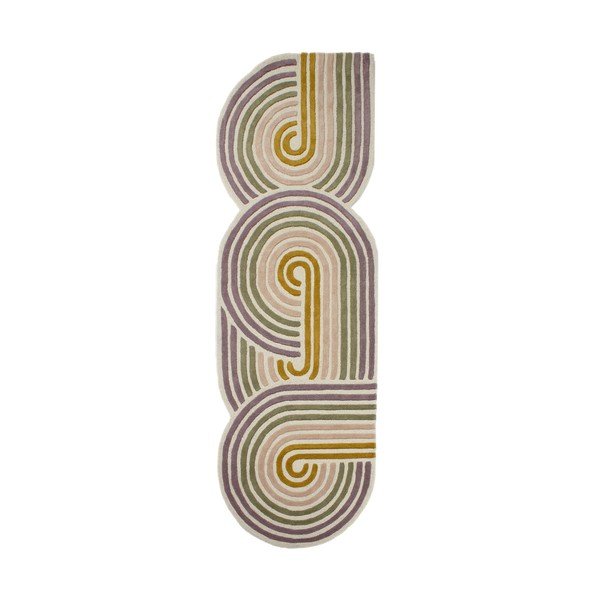 Zelený ručne tkaný vlnený behúň 80x300 cm Spiral Shaped  – Flair Rugs