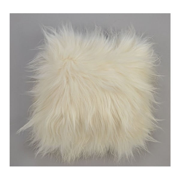 Biely kožušinový vankúš s dlhým vlasom Arctic Fur Rengo, 35 × 35 cm