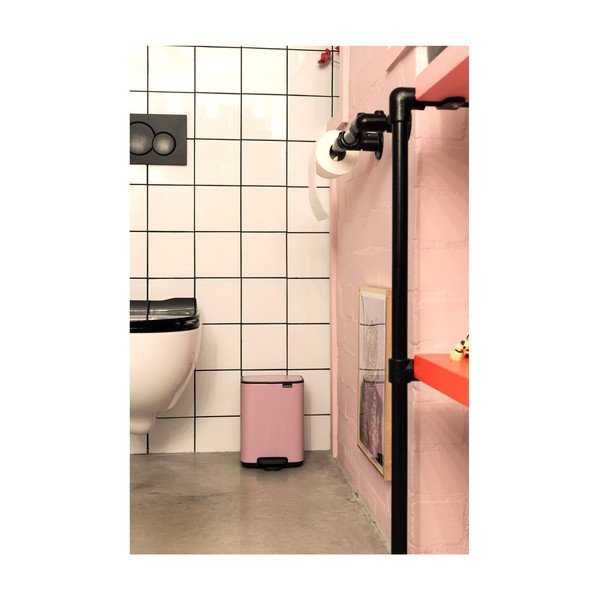 Ružový pedálový oceľový odpadkový kôš 7 l Bo – Brabantia-image-1