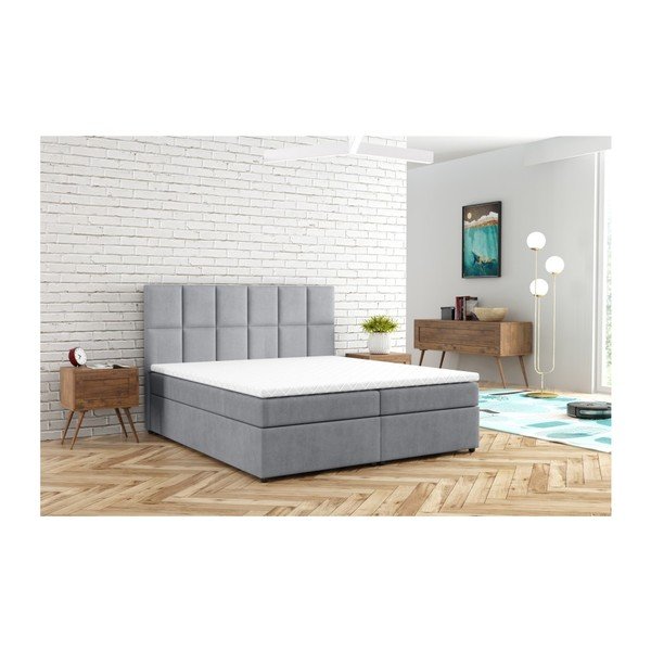 Svetlosivá boxspring posteľ s úložným priestorom 160x200 cm Flip – Ropez-image-4
