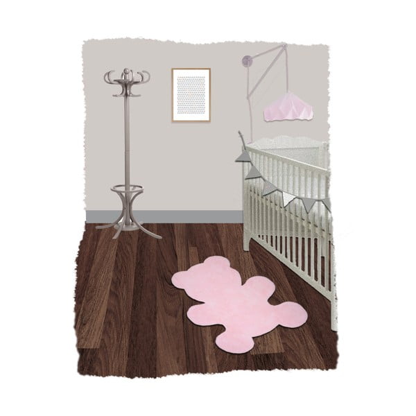 Detský ružový ručne vyrobený koberec Nattiot Little Teddy, 80 × 100 cm-image-2