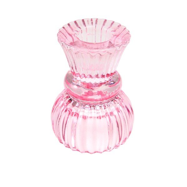 Nízky ružový sklenený svietnik - Rex London-image-1