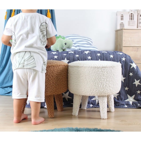 Hnedý detský puf z textílie bouclé Moouv – Artie-image-1