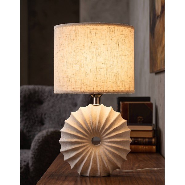 Krémovobiela keramická stolová lampa s textilným tienidlom (výška  40 cm) Anemone – Mauro Ferretti-image-1
