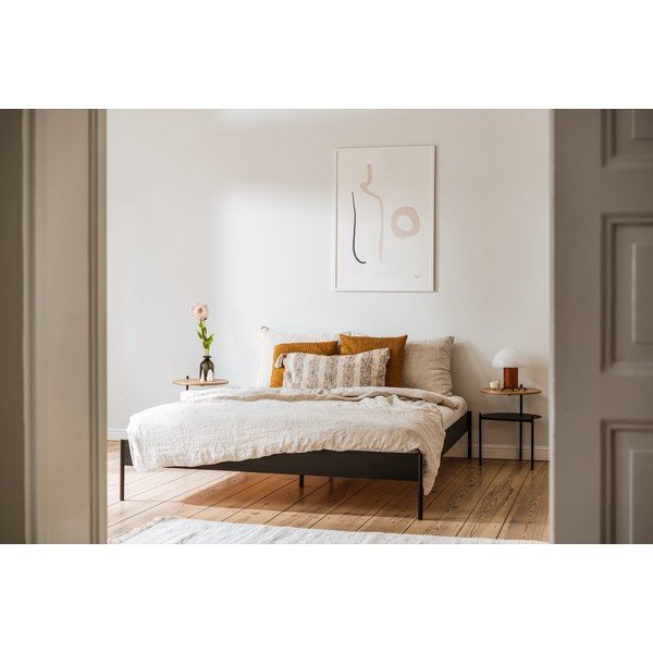 Biela oceľová dvojlôžková posteľ bez čela s roštom 180x200 cm Eton Basic – noo.ma-image-1