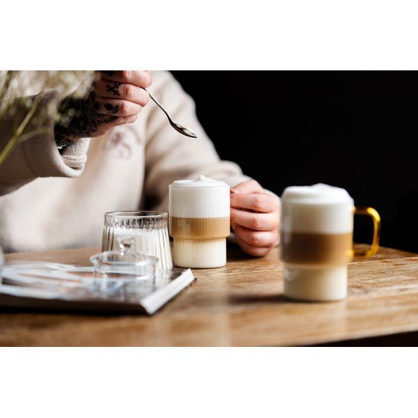 Žlté sklenené hrnčeky v súprave 2 ks na cappuccino 350 ml Livio – Vialli Design-image-1