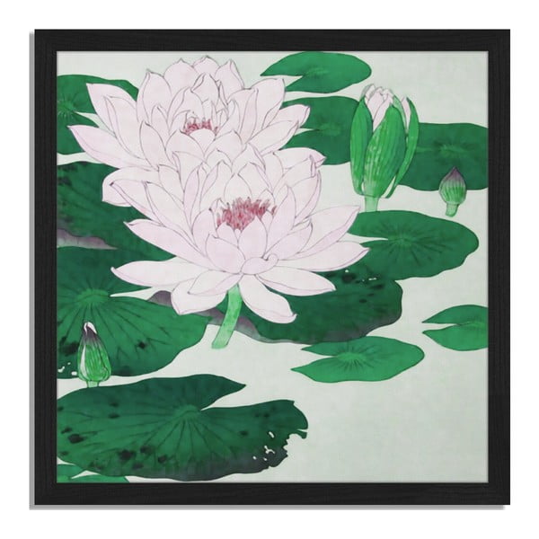 Obraz v ráme Liv Corday Asian Green Pond, 40 x 40 cm