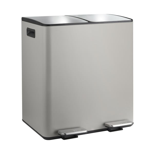 Taupe oceľový odpadkový kôš 2x20 l na triedený odpad/nášľapný Aliya – Spirella