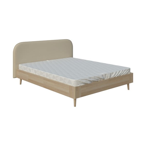 Béžová dvojlôžková posteľ PreSpánok Lagom Plain Wood, 160 x 200 cm