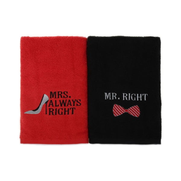 Sada 2 uterákov Mrs. and Mr., 50 x 90 cm