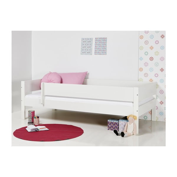 Biela detská posteľ s bezpečnostnými postrannými peľasťami Manis-h Huxie, 90 x 200 cm