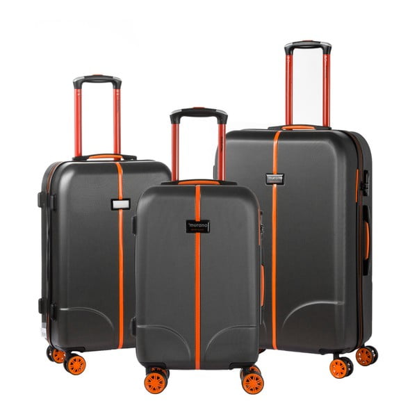 Sada 3 čiernych cestovných kufrov na kolieskách Murano Greece
