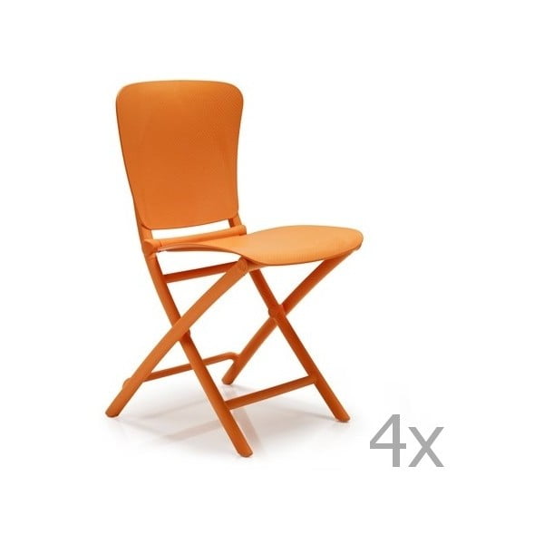 Sada 4 oranžových záhradných stoličiek Nardi Zac Classic
