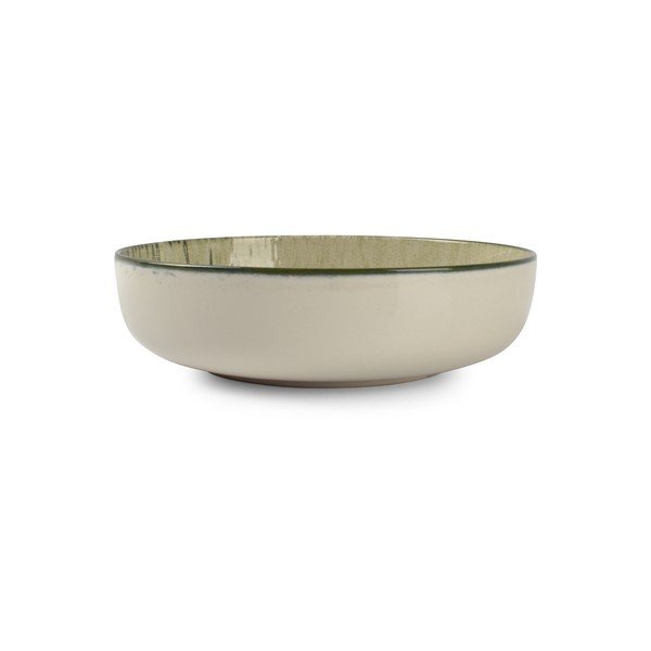 Zelený/krémovobiely hlboký  kameninový tanier ø 18,5 cm Gravel – ONA-image-2