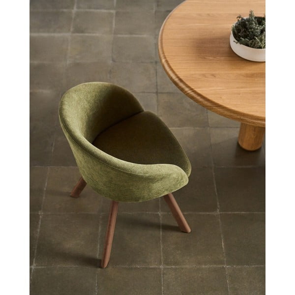 Zelené čalúnené jedálenské kreslo s podrúčkami Marvin – Kave Home-image-2