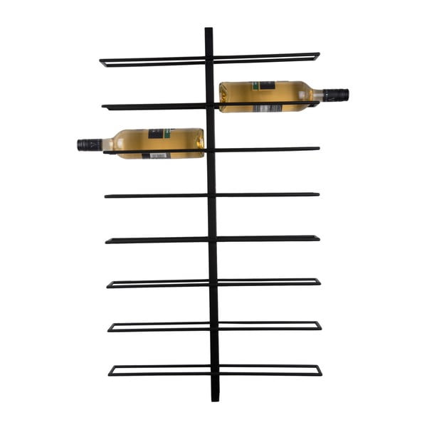 Čierny nástenný kovový regál na víno počet fliaš 16 Dual – PT LIVING