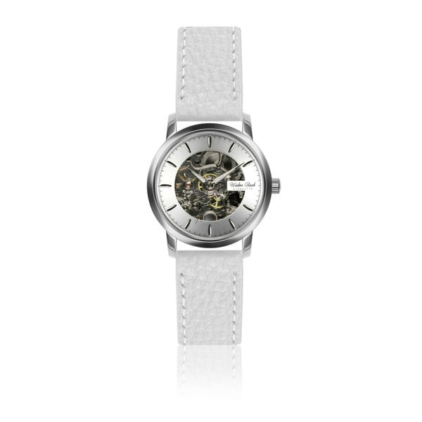 Dámske hodinky s bielym remienkom z pravej kože Walter Bach Margo