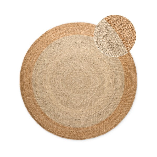 Obojstranný/ručne tkaný jutový okrúhly koberec slonovinový ø 240 cm Jutta Ivory – Hanse Home
