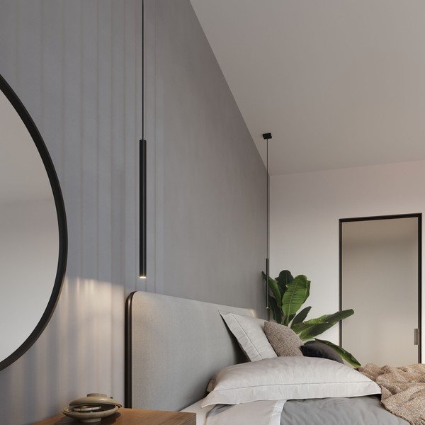 Čierne závesné svietidlo Sollux Fideus Single-image-1